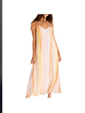 Sleeveless Striped Maxi Dress in Pastel Peach